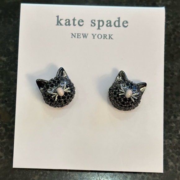 KATE SPADE NEW YORK ♠️ OUT OF THE BAG BLACK CAT STUD EARRINGS🐈⬛ - Picture 3 of 6